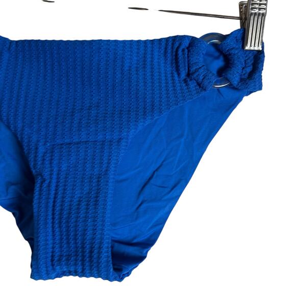 Becca Jocelyn Blue Ribbed O-Ring Two Piece Bikini Swimsuit Set Size Small - Picture 12 of 15